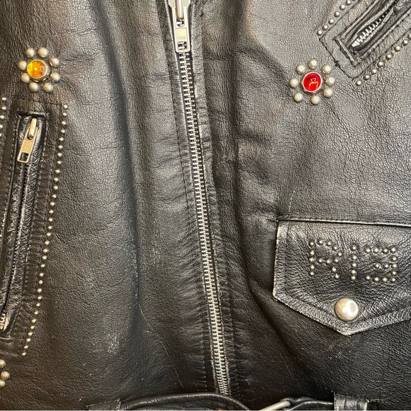 R13 Repurposed Studded Embellished Biker Short Sleeve Leather Jacket RARE - Picture 7 of 15